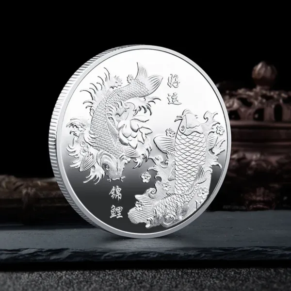 Chinese Fu Koi Carp Replica Commemorative Coin - Image 5