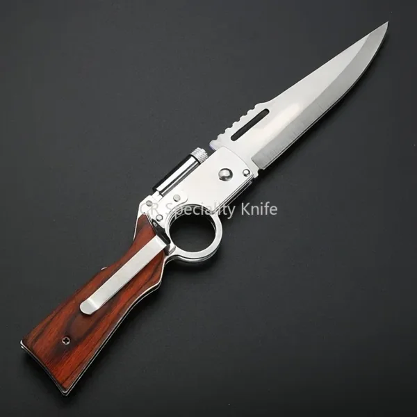 Portable AK47 EDC Folding Knife with Wood Handle - Image 5