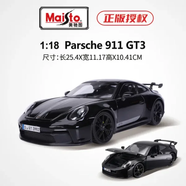 Maisto 1:18 Porsche 911 GT3 Diecast Model - Image 8