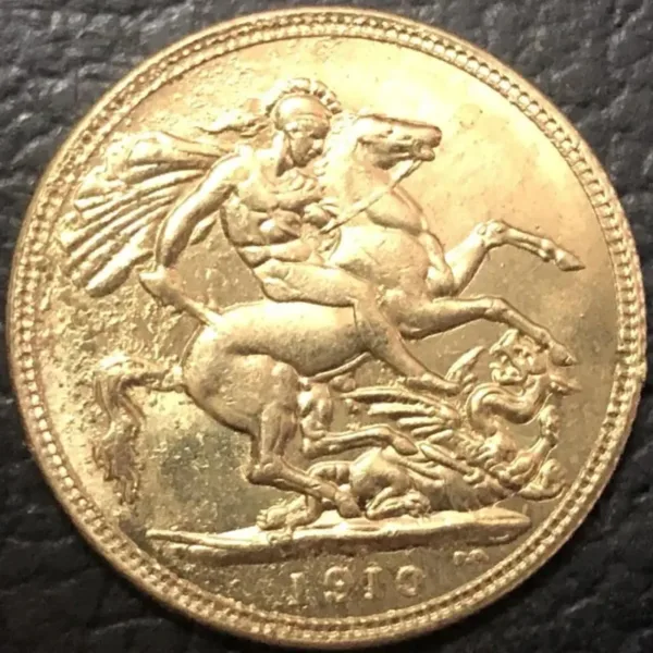 1910 UK Edward VII Gold Plated Copy Coin - Image 2