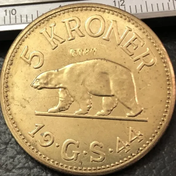 1944 Greenland 5 Kroner Replica Coin 31mm - Image 3