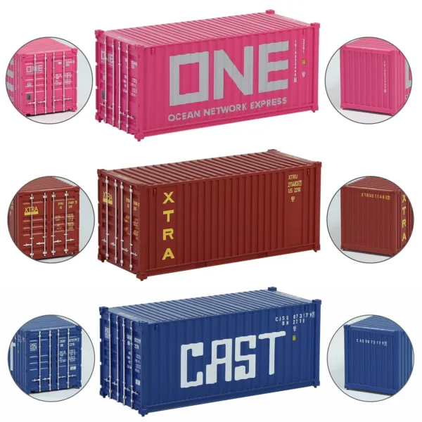 3pcs HO Scale 20ft Shipping Containers Set - Image 11