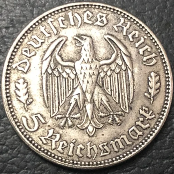 1934 Germany 5 Reichsmark Antique Replica Coin - Image 3