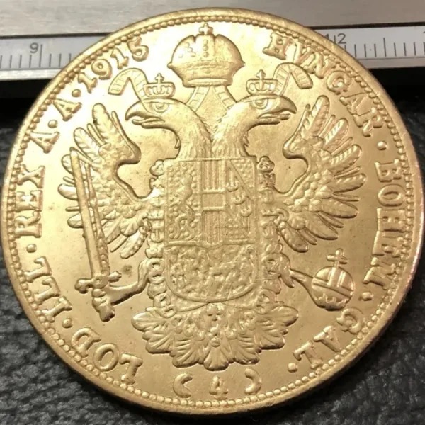 Gold Plated Replica 1915 Austria 4 Ducats Coin - Image 3