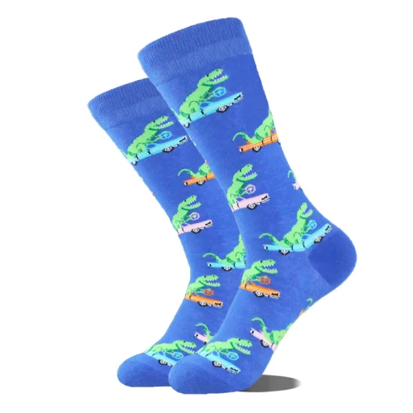 Funny Alien Planet Shark Design Cotton Socks - Image 56