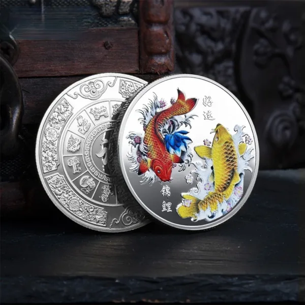 Chinese Fu Koi Carp Replica Commemorative Coin - Image 3