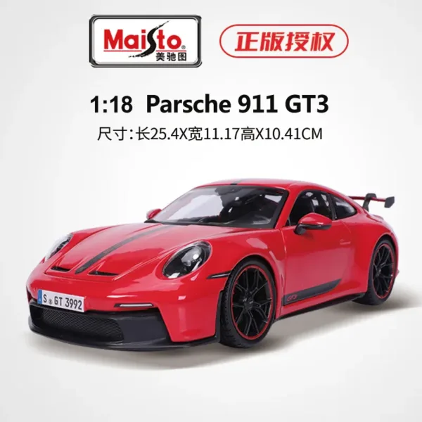 Maisto 1:18 Porsche 911 GT3 Diecast Model - Image 7