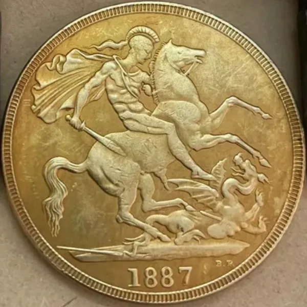 1887 UK Victorian Crown Gold Replica Coin - Image 3