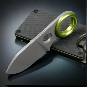 Compact EDC Pocket Knife with Green Handle