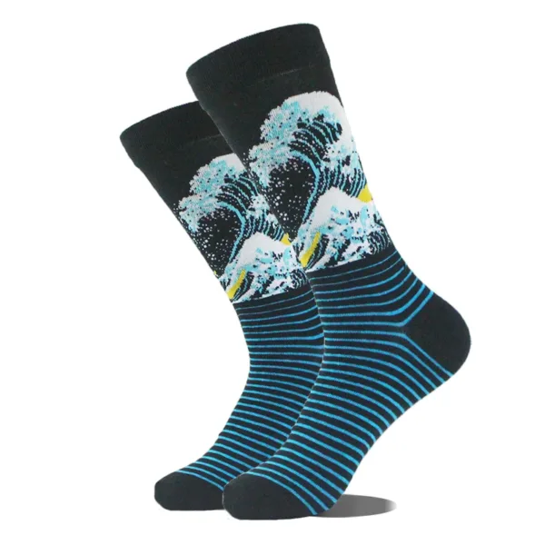 Funny Alien Planet Shark Design Cotton Socks - Image 30