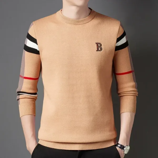 Men's Casual Striped Pullover Sweater - Image 3