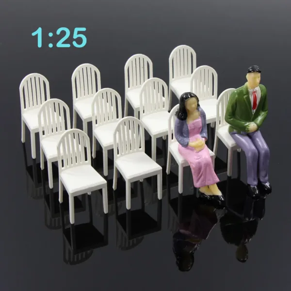 12pcs White G Scale Plastic Model Chairs