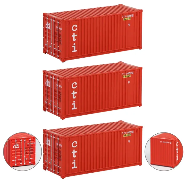 HO Scale 3pcs Shipping Containers Model Set - Image 17