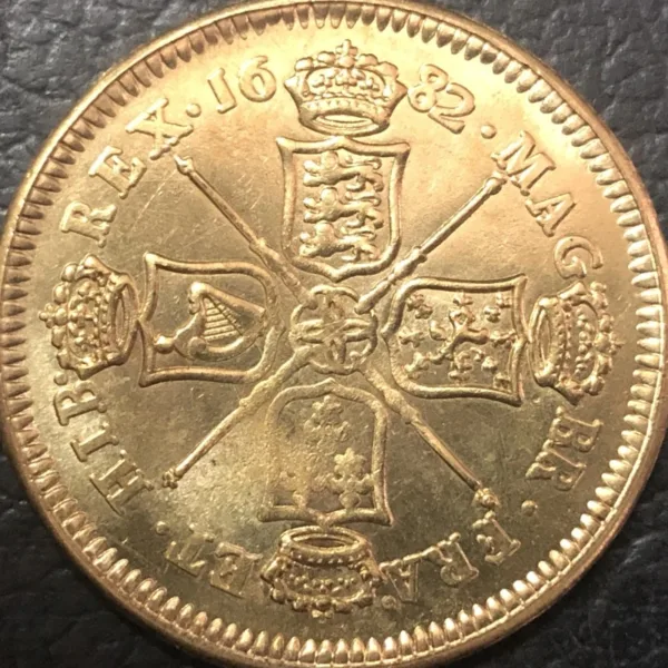 1682 England 2 Guineas Gold Plated Coin - Image 3