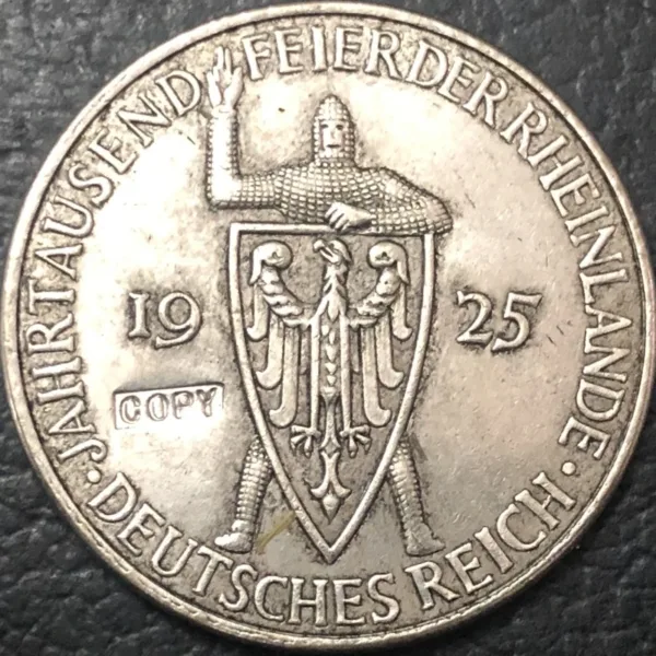 1925 Germany 3 Reichsmark Rhineland Replica Coin - Image 3