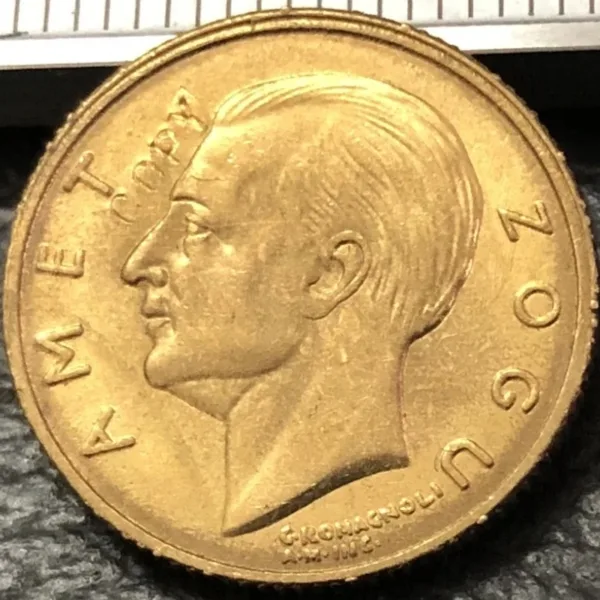 1927 Albania 10 Franga Ari Zog Gold Coin Replica - Image 2