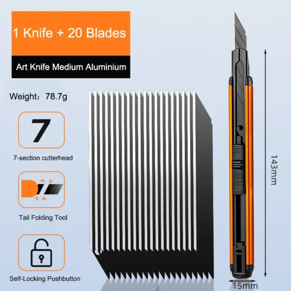 Retractable Carbon Steel Utility Knife 10.7cm - Image 19