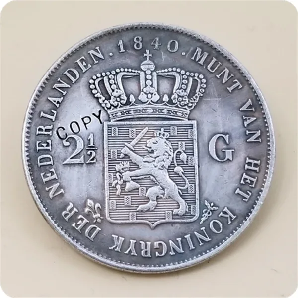 1840 Netherlands 2.5 Gulden Replica Coin