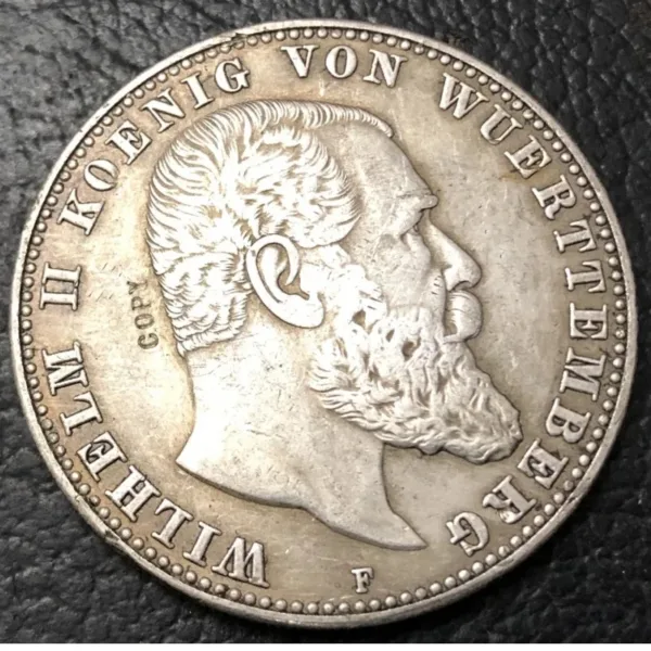 5 Mark Wilhelm II Silver Plated Replica Coin - Image 2