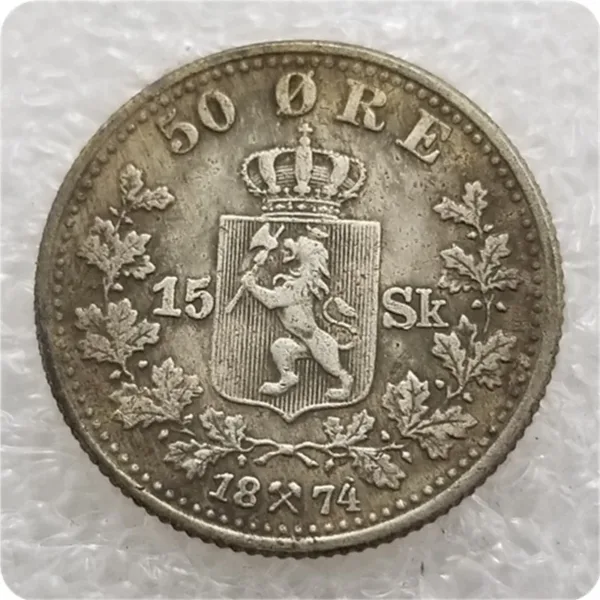 Vintage Norwegian Silver 50 Ore Replica Coin - Image 9