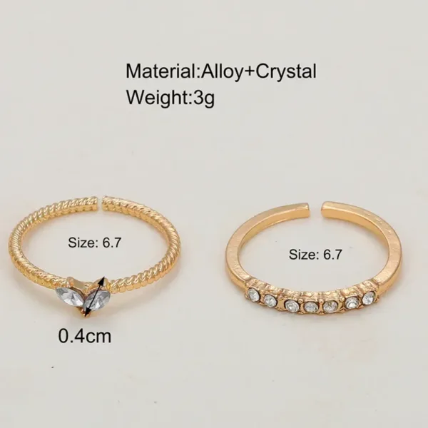 Adjustable Heart Zircon Rings for Women 2pcs - Image 6