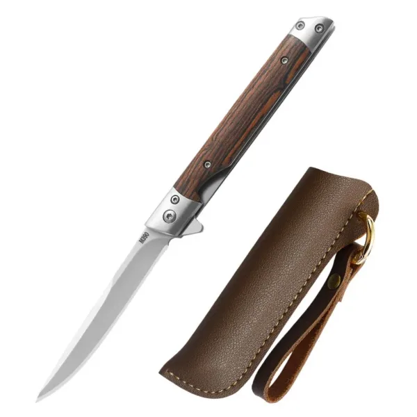 Damascus Folding Knife with Rosewood Handle - Image 8