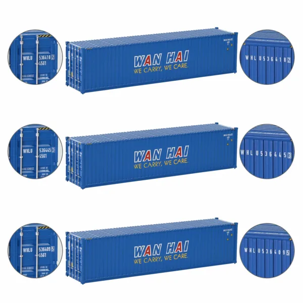 3 Pack HO Scale 1:87 Shipping Containers - Image 31