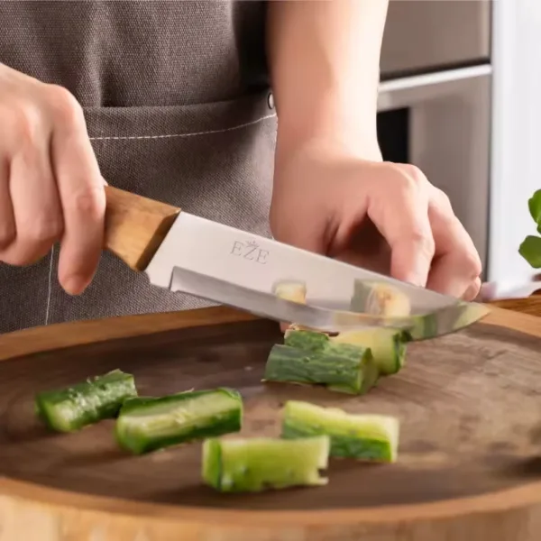 Stainless Steel Chef Knife with Wooden Handle - Image 2