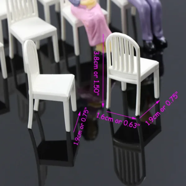 12pcs White G Scale Plastic Model Chairs - Image 3