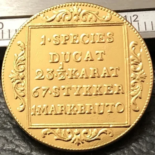 22K Gold Plated Replica 1791 Denmark Ducat - Image 3