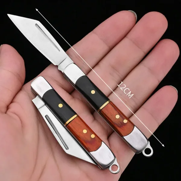 Stainless Steel Pocket Knife with Wooden Handle - Image 10