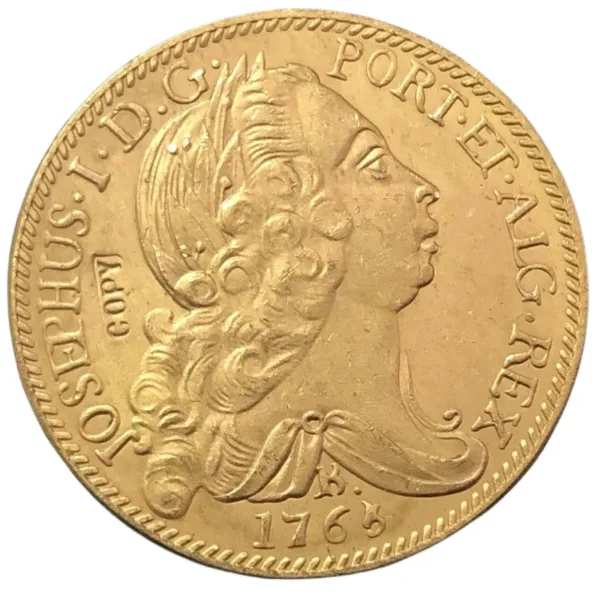 22K Gold Replica Brazil 6400 Reis Coin 1765