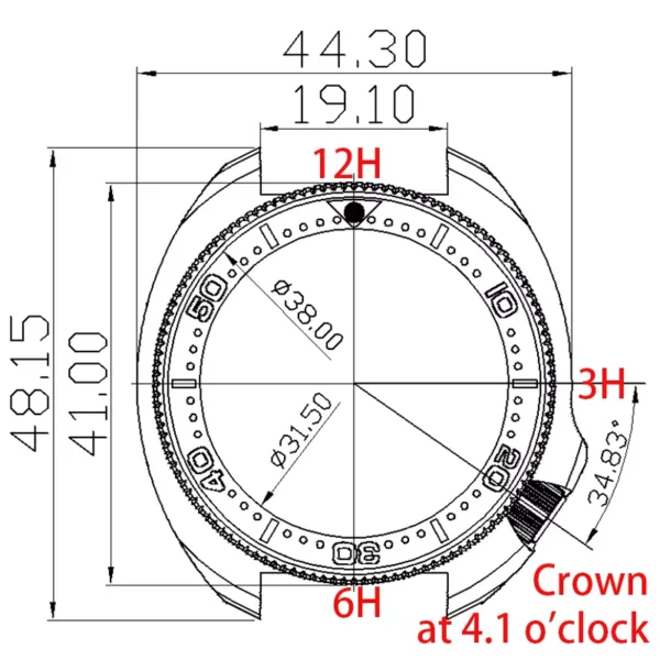 44mm Stainless Steel Men's Watch Case Mod SKX - Image 39