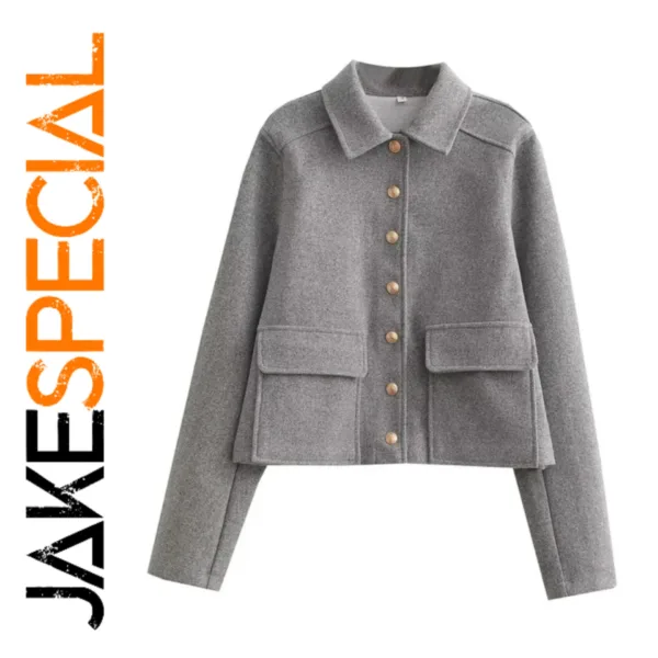 Elegant Women's Long Sleeve Button Coat - Image 3