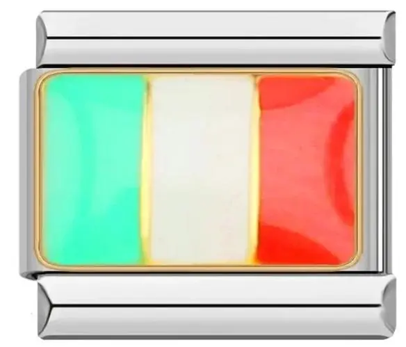 Italian Flag Charm Bracelet in Stainless Steel 11 Italian Flag Charm Bracelet in Stainless Steel - Image 11