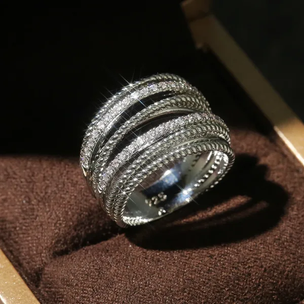 Trendy Women’s Wedding Ring with CZ Stones - Image 2