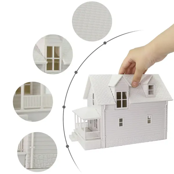 Unassembled White Village House Model in Scale - Image 9