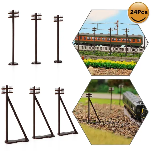 24pcs N Scale Model Train Power Poles Set - Image 3