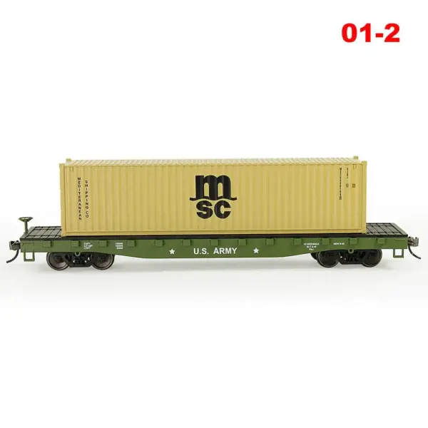 HO Scale 1:87 Flat Car with Shipping Containers - Image 7