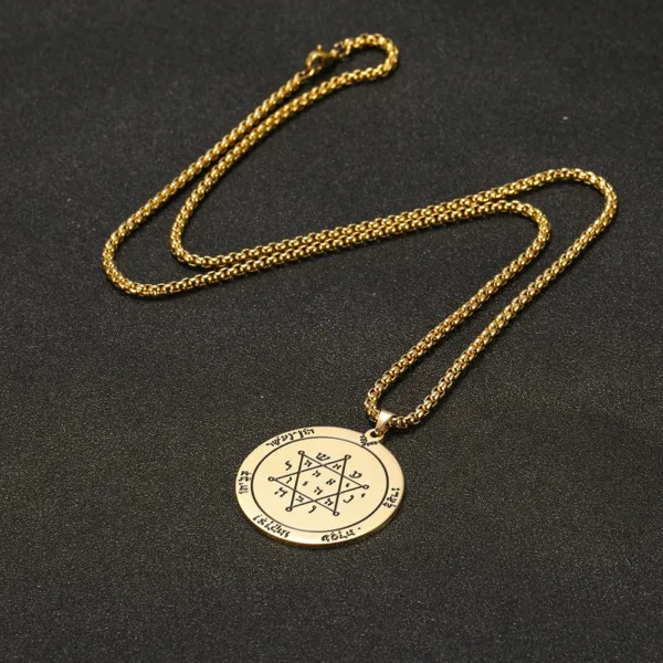 Gold Color Seal of Solomon Pendant Necklace - Image 3