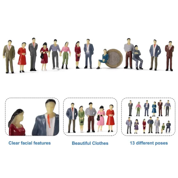 50pcs O Scale Painted People Model Figures