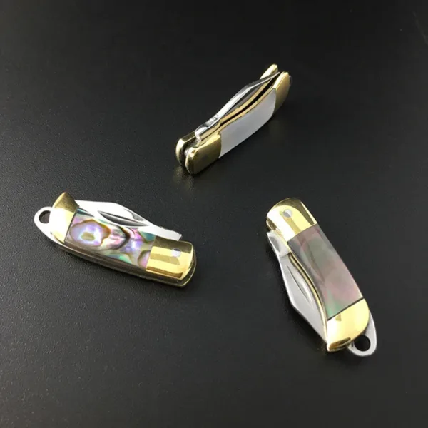 Mini Brass Folding Knife for Keychain EDC - Image 4