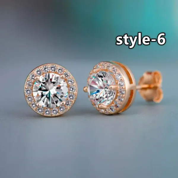 Geometric Cubic Zirconia Stud Earrings for Women - Image 8