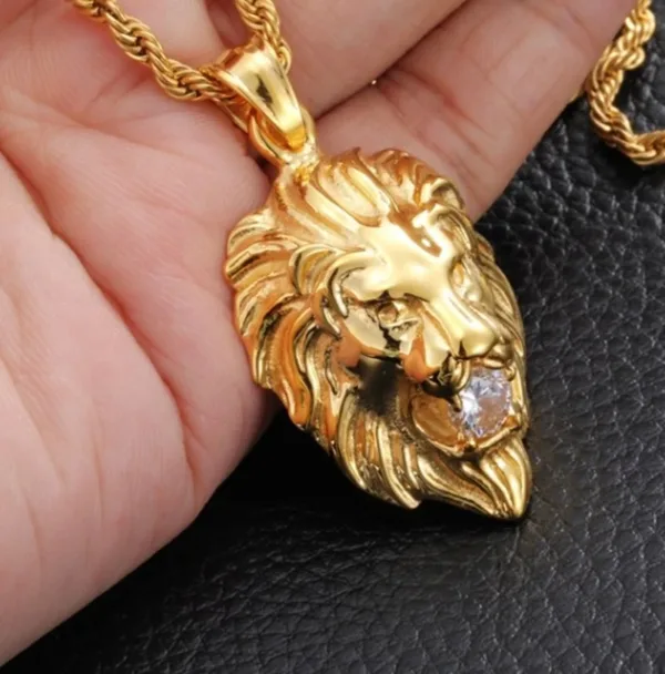 Lion Head Round Medal Pendant Necklace - Image 34