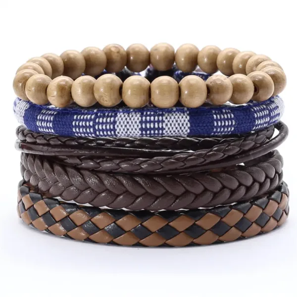 5 Pcs Leather Wrap Bracelets Set for All - Image 13