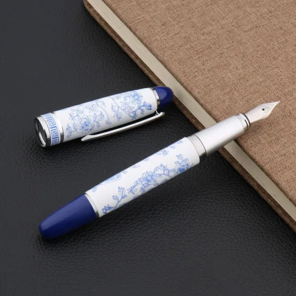 Blue and White Medium Nib Fountain Pen - Image 2