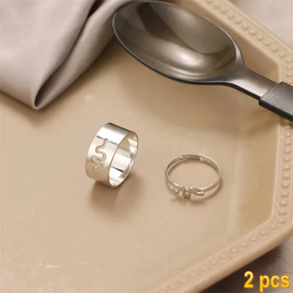 Trendy Butterfly Couple Rings Set for Lovers - Image 13