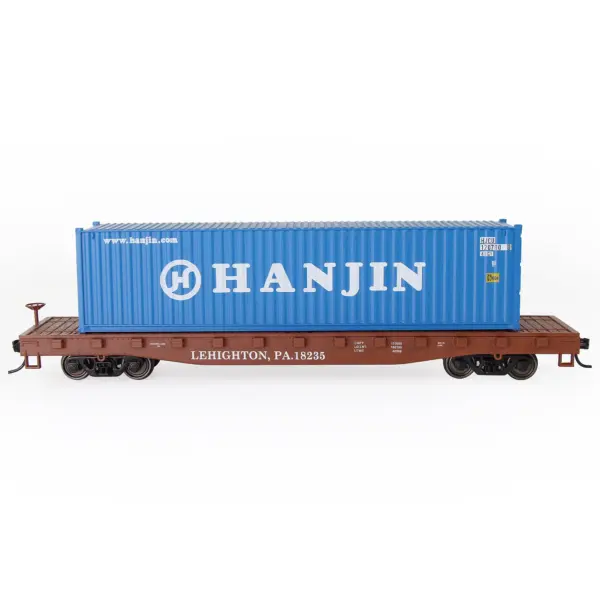 HO Scale 1:87 Flat Car with Shipping Containers - Image 13