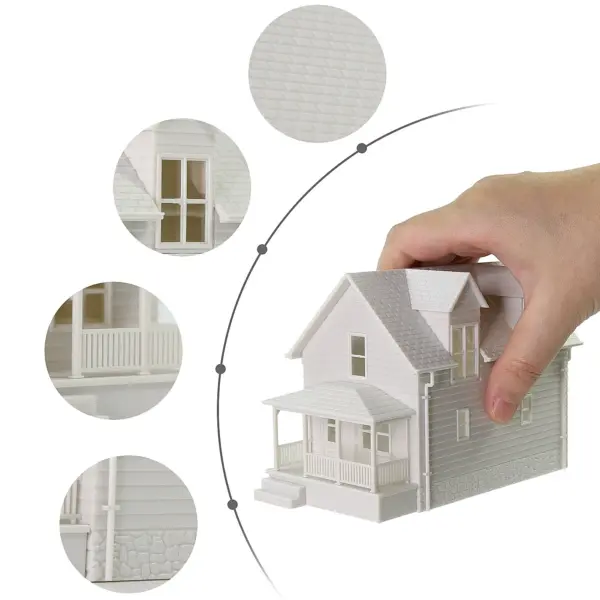 Unassembled White Village House Model in Scale - Image 8