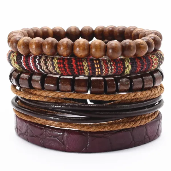 5 Pcs Leather Wrap Bracelets Set for All - Image 12